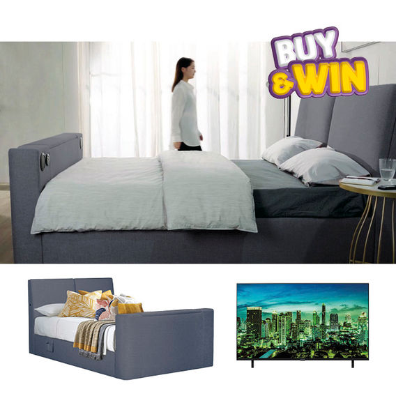 Galaxy TV Bed Bundle Queen Charcoal