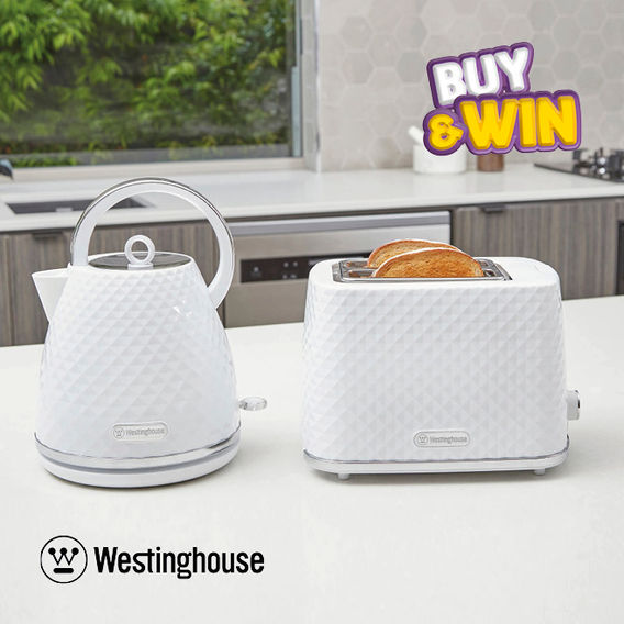 Westinghouse Kettle and Toaster Set - Diamond White