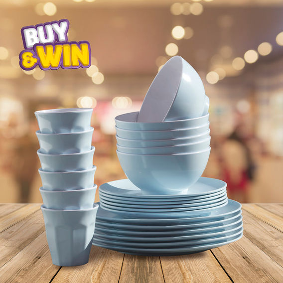 Serroni Melamine 24pc Dinner Set - Duck Egg Blue