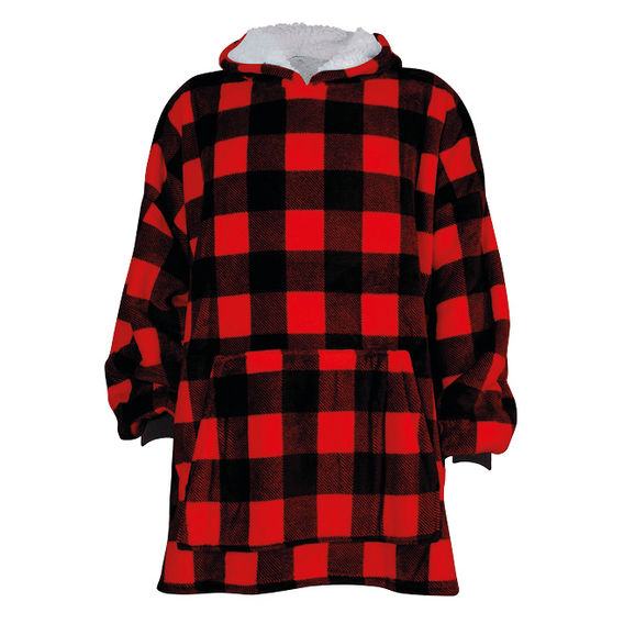 Sherpa Hooded Fleece - Paid Check Red