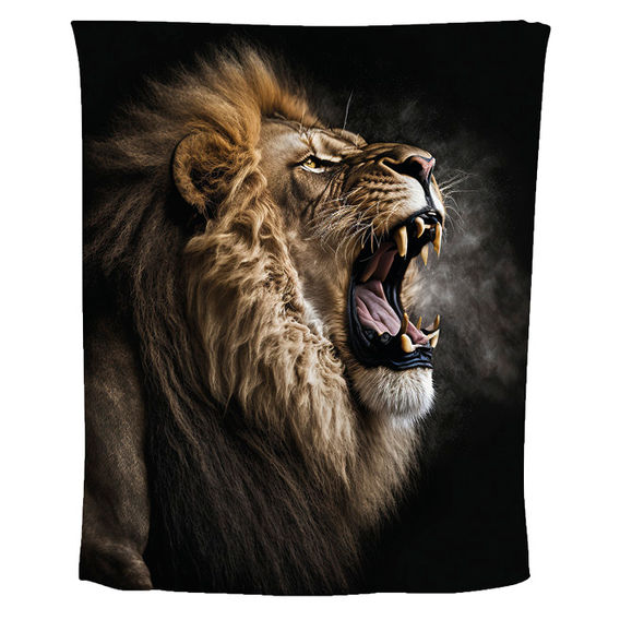 Animal Print Fleece Blanket - Roaring Lion