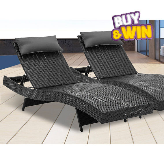 Garden Sun Lounger Black