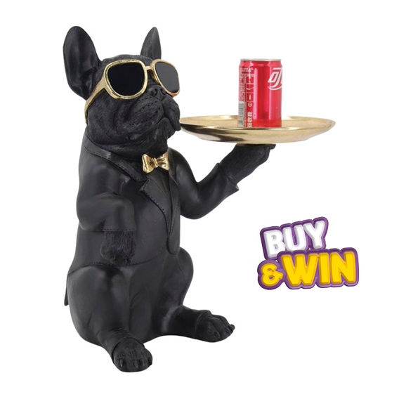 Cool French Bulldog with Glasses Holding Tray