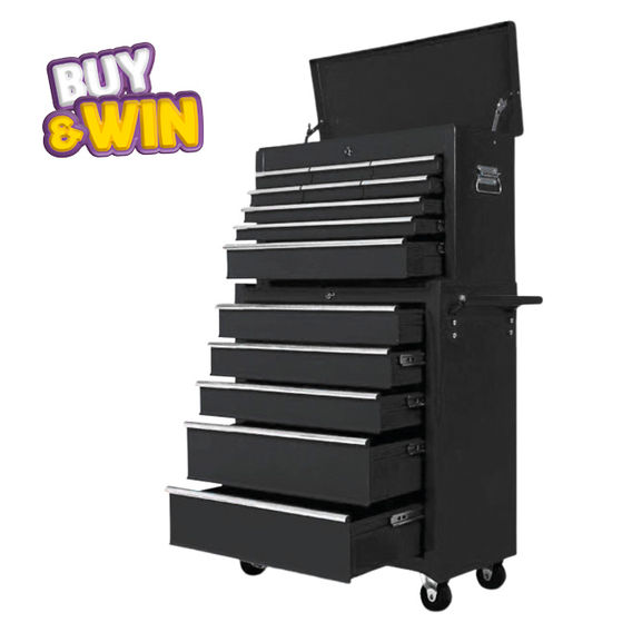 Rolling Tool Cabinet and Chest Combo - Black