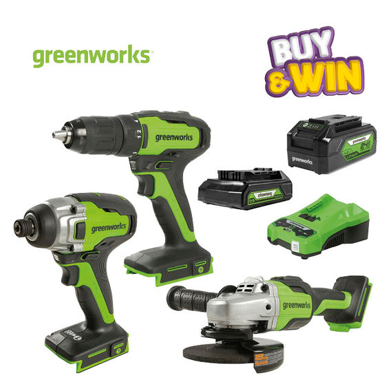 Greenworks 24V Drill Drive Grind 3 Piece 2.0/4.0Ah Kit