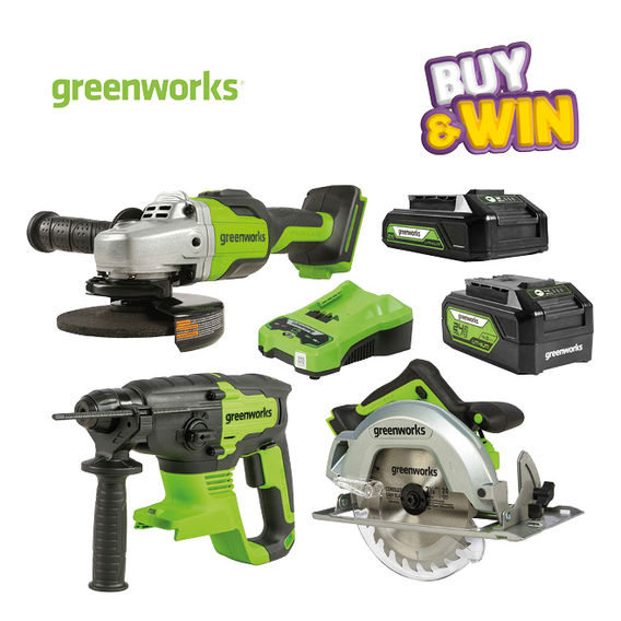 Greenworks 24V Saw Hammer Grind 3 Piece 2.0/4.0Ah Kit