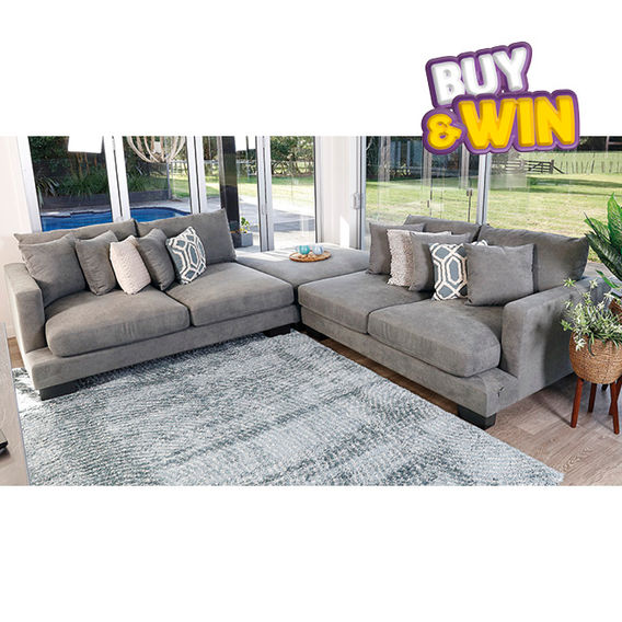 Dallas 4 Seater with Ottoman Mist