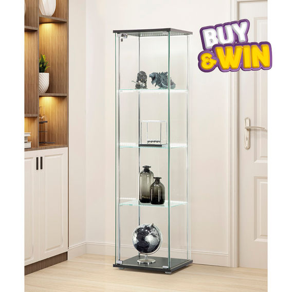 West Glass Display Cabinet 4 Tier LED