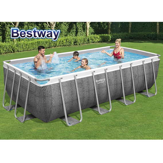 Power Steel Rattan Rectangular Pool Set