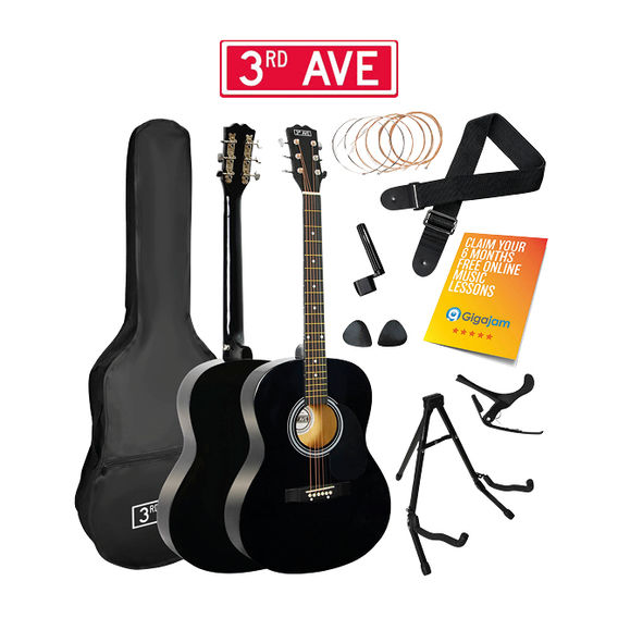 3rd Avenue Acoustic Guitar Premium Pack - Black