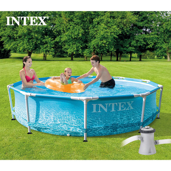 INTEX 10ft (3.05 x 76cm) Beachside Metal Frame Round Pool Set