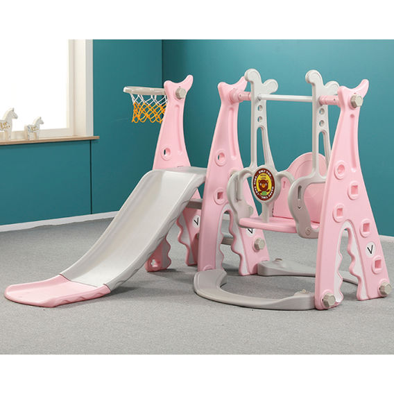 Kids Indoor/Outdoor Swing & Slide Set - Pink