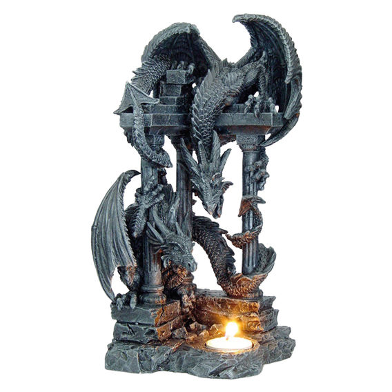 Two Dragons with Tea Light Holder