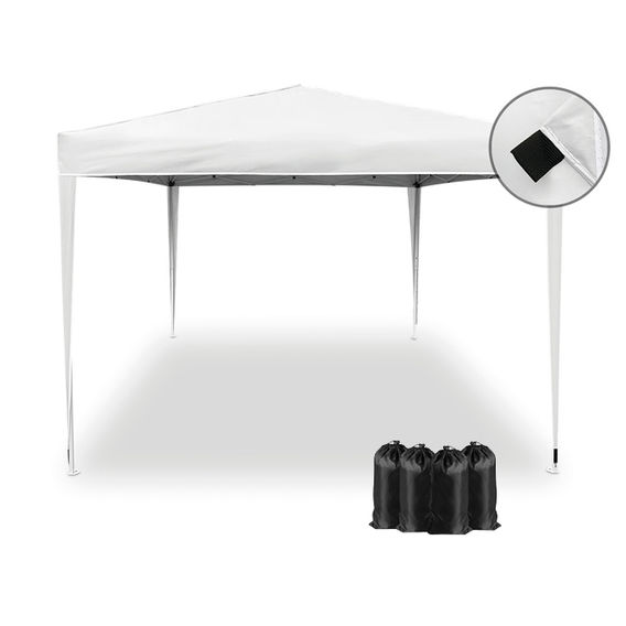 3x3m White Pop up Gazebo with Sand Bag Weights Bundle