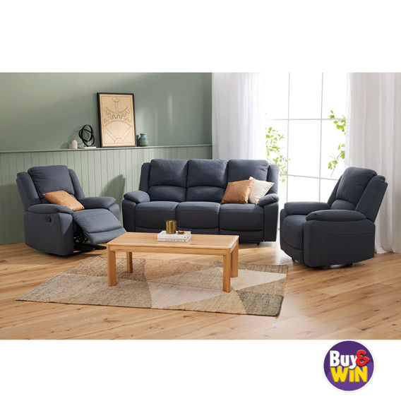 Commander 3 Seater Sofa with 2 Single Recliner Chairs - Charcoal