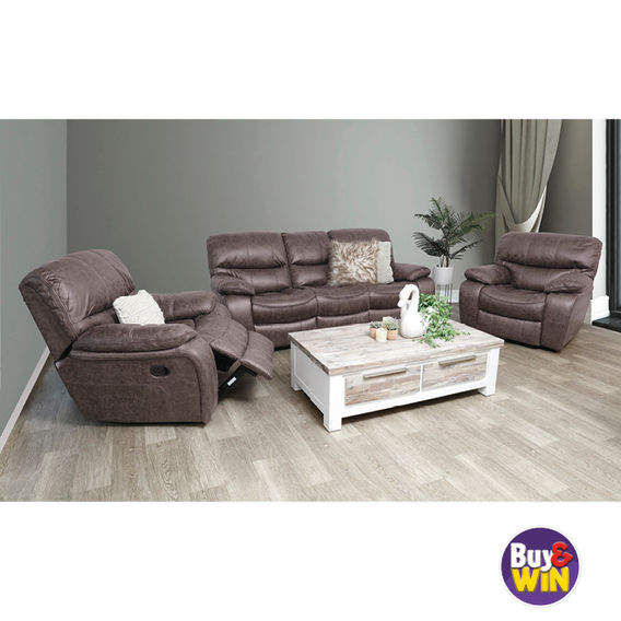 The Boss 3 Seater Recliner Couch with 2 Recliners Grey