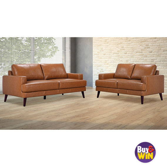 Mia Leather 3+2 Seater Sofa Set - Tan