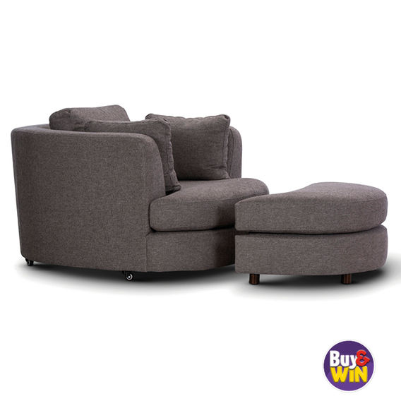 Orlando Swivel Chair with Ottoman - Grey