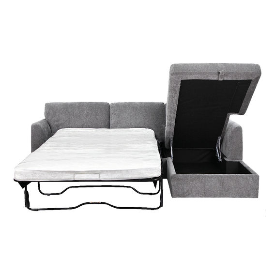 Malcolm 3 Seater Storage Chaise Sofa Bed - Charcoal