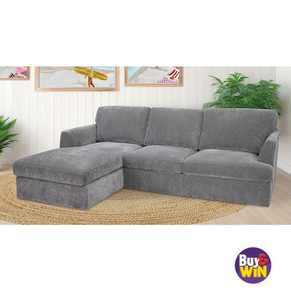 Malcolm 3 Seater Storage Chaise Sofa Bed - Charcoal