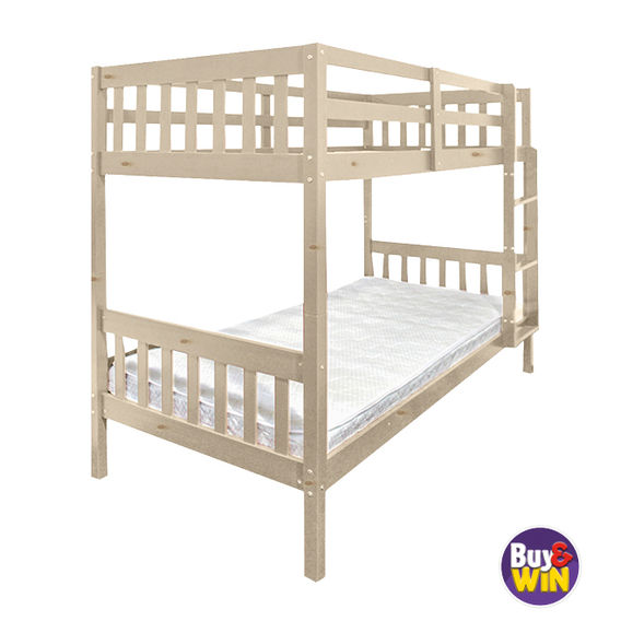 Wooden Bunk Bed & Mattresses Bundle - Natural