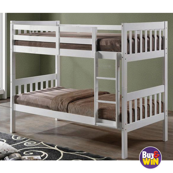 Wooden Bunk Bed & Mattresses Bundle - White