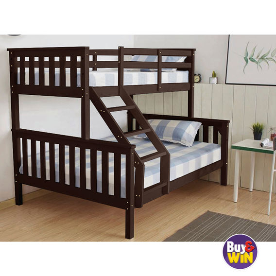 Triple Bunk Bed & Mattresses Bundle - Walnut