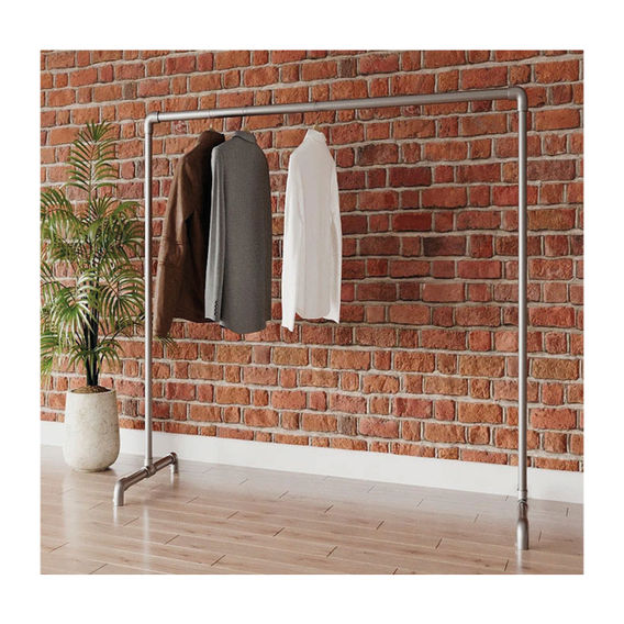 Industrial Freestanding Pipe Clothing Rack - Silver