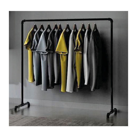 Industrial Freestanding Pipe Clothing Rack - Black