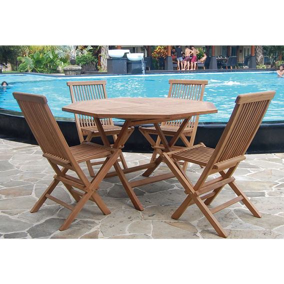 5 Piece Teak Octagonal Dining Set