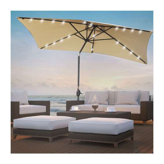 Arcadia Outdoor 3M Garden Umbrella with Solar Lights - Beige