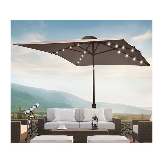 Arcadia Outdoor 3M Garden Umbrella with Solar Lights - Charcoal