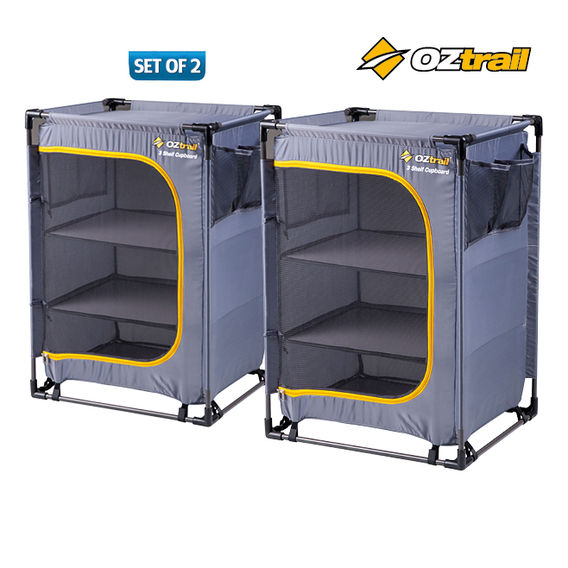 Oztrail 3 SHELF CAMP CUPBOARD - 2 Set Bundle