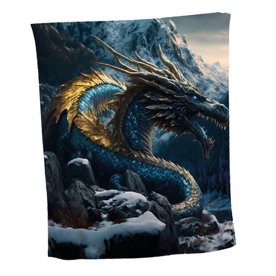 Animal Print Fleece Blanket - Coloured Dragon