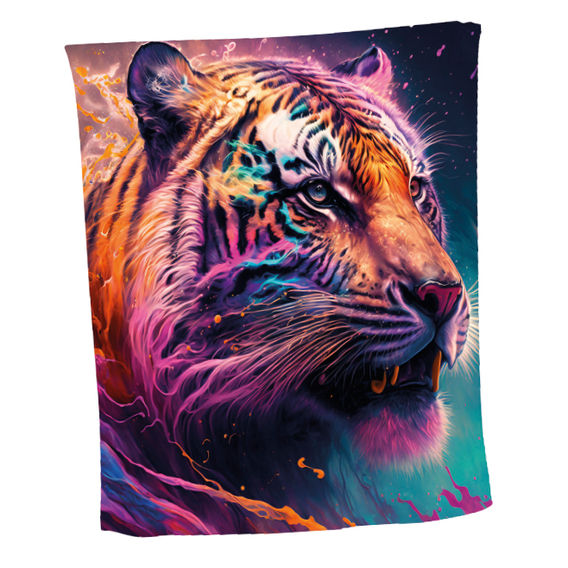 Animal Print Fleece Blanket - Coloured Tiger