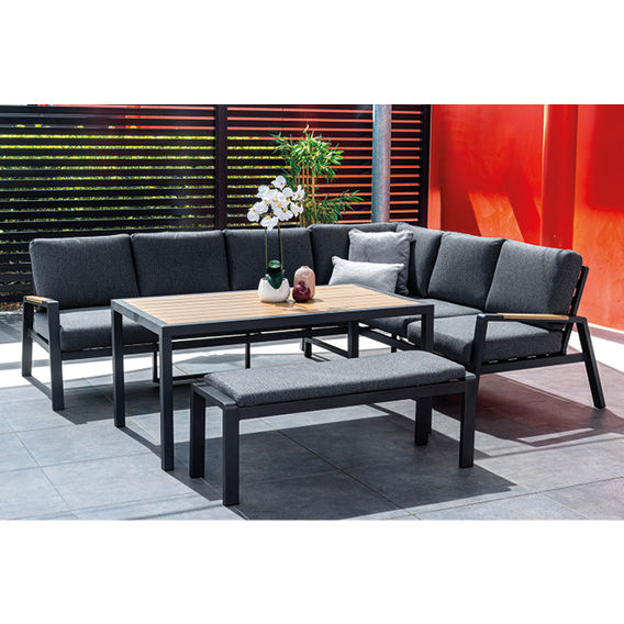 Letto 5Pc corner Mid Height Dining Set - Charcoal