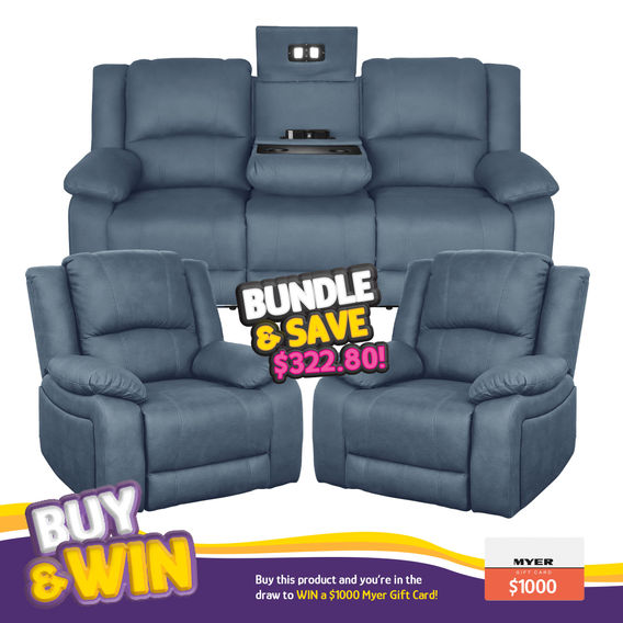 Captain Elec 3S+2 Recliners Package Blue