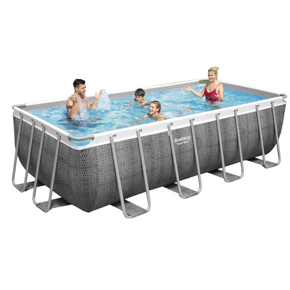 Power Steel Rattan Rectangular Pool Set