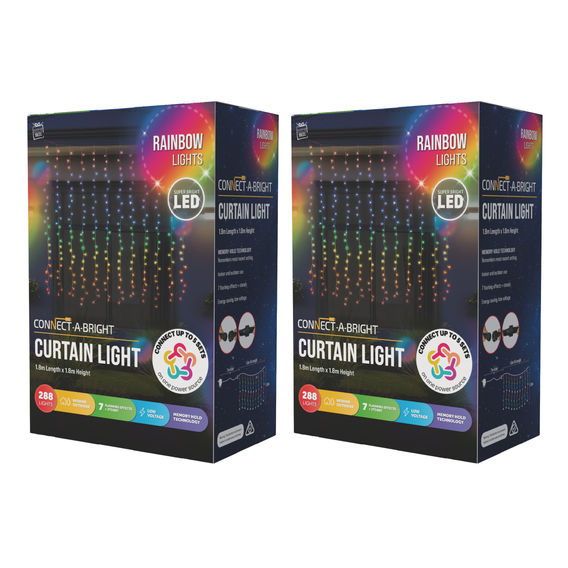 Festive Magic LED Rainbow Curtain Light Bundle