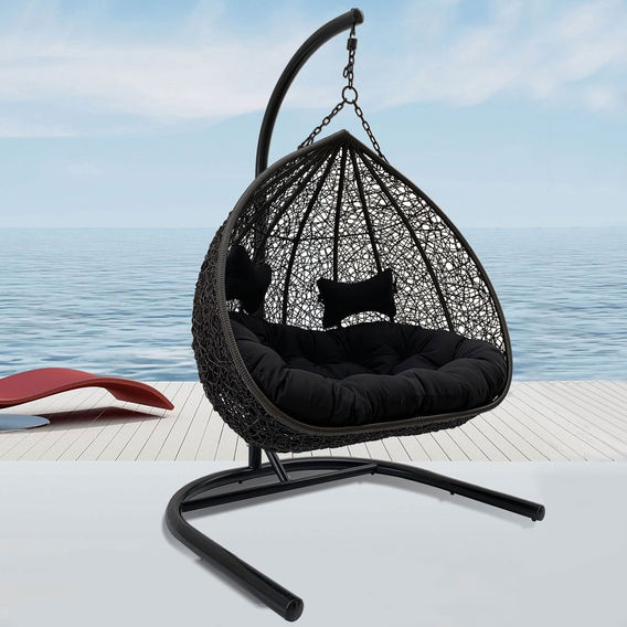 Duke Double Hanging Egg Chair-Charcoal