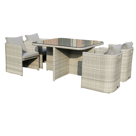 Stella 5PC Outdoor Dining Set - Light Grey