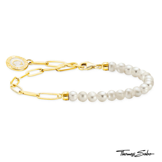 TS Pearl Link Bracelet with Paw Print Charm