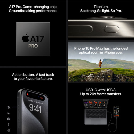 Apple iPhone 15 Pro - Black Titanium 256GB