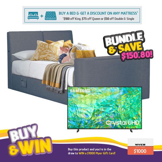 Galaxy TV Bed Bundle Queen Charcoal