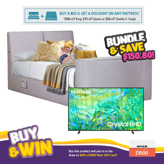 Galaxy TV Bed Bundle Queen Light Grey