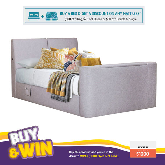 Galaxy TV Bed Queen Light Grey