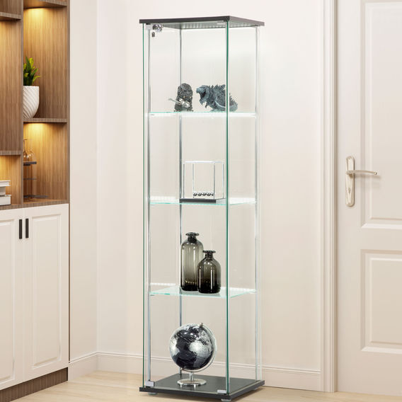 West Glass 4-Tier LED Display Cabinet