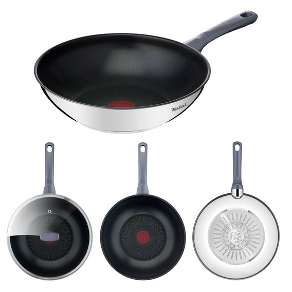 Tefal 28cm Wok & Glass Lid