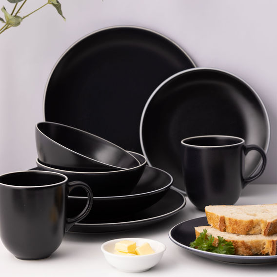 Mason Cash Stoneware 16pc Dining Set Black