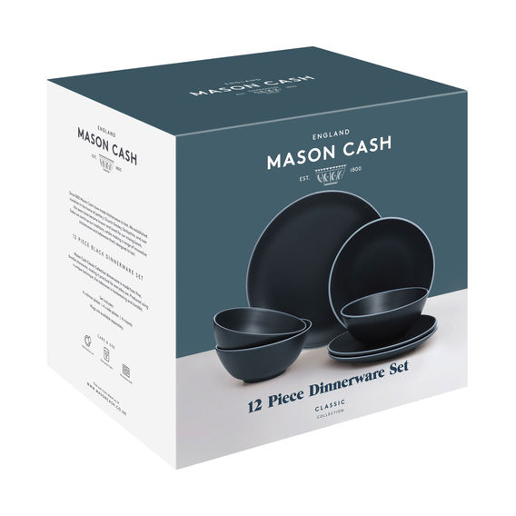 Mason Cash Stoneware 16pc Dining Set Black